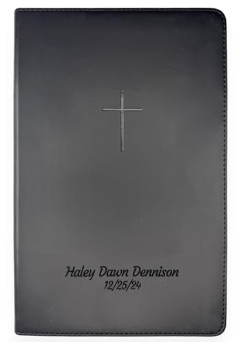 Personalized NLT Bible New Living Translation Faux Leather Holy Bible with Custom Name Up to 3 Rows of Text with Red-Highlighted Verses Custom Gift for Religious Celebrations | Black