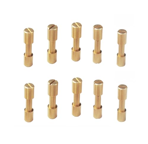 SICOLAS 10 Sets Bracket Corby Bolt Fasteners Lock Rivets, Knife Shaft Pivot Pin Screws, DIY Tool Handle Fastener Studs,Countersunk Head 6mm (Brass)