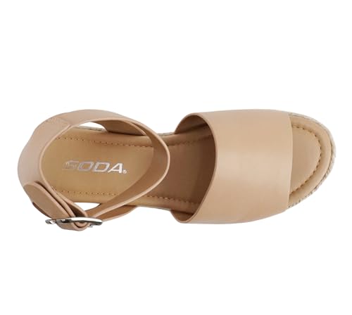 Image of Soda Topic Open Toe Buckle Ankle Strap Espadrilles Flatform Wedge Casual Sandal