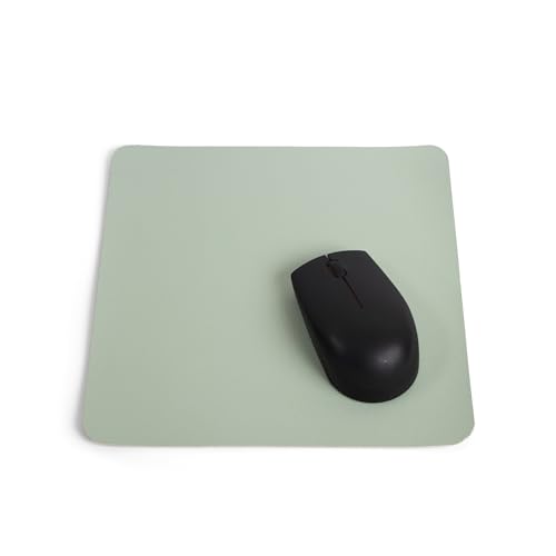 Image of Bellblock Mouse Pad | Computer Mouse Mat | Vegan PU Leather | Anti-Slip | Smooth Mouse Control | Spill-Resistant Surface | Blue & Tan | 22 x 22 cm (Pack of 1) (Pink & Green, Square)