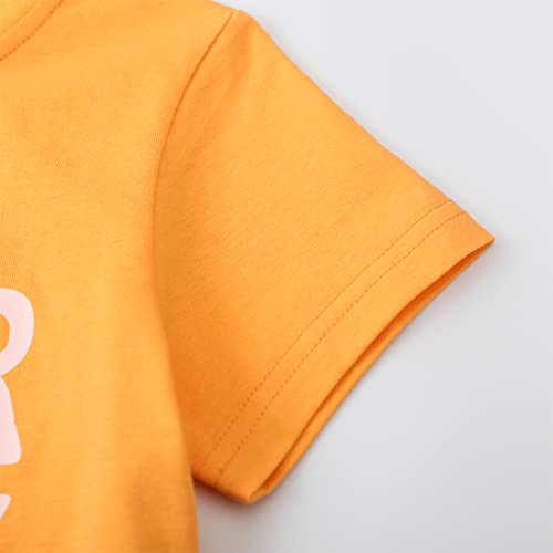 Image of LMYOVE Toddler Boy Short Set Little Boy Clothes Casual CrewNeck Short Sleeve T-Shirt and Short Sets Summer Beach Outfits (5T Yellow and Grey Bear)