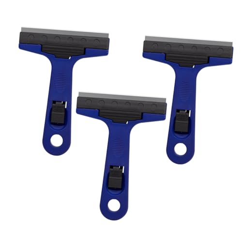 WESIEVYA 3 Piezas Espátulas Limpieza Portátiles para Pared Vidrio Suelo Azul Herramientas Prácticas y Duraderas