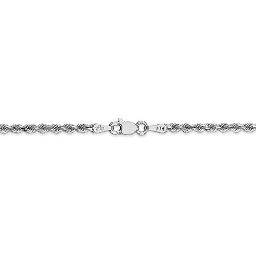 Black Bow Jewelry 2.25Mm, 14K White Gold, Diamond Cut Solid Rope Chain Necklace, 18 Inch #TOP3