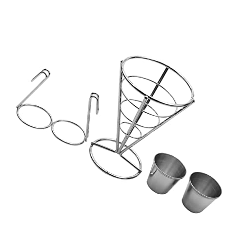 GRIRIW French Fries Cone Basket Fry Baskets for Serving Sturdy Electroplated Snack Stand for Restaurant Home Picnics