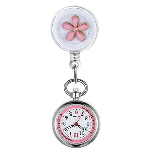 1PC Retractable Nurse Watch Pulsometer Scale 20 Beats Luminous Hands Secondhand Clip On Stethoscope Lapel Fob Pocket Watches for Doctor Nurse Easy to Read Silicone Cover for Women and Men