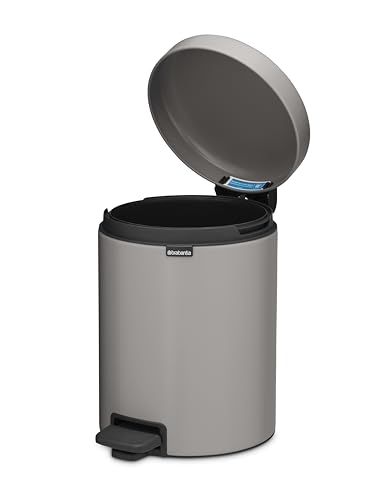 Image of Brabantia NewIcon Pedal Bin 1.3 Gallon /5L (Soft Gray), Soft-Closing Kitchen Garbage Can, Step-On Trash Can with Removable Inner Bucket, PerfectFit Trash Bag Pack Included