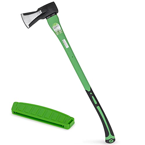 WilFiks Hacha de hendidura, 91,4 cm, para cortar y encender madera y ramas, espátula de mano de acero al carbono forjado para jardinería, agarre de reducción de golpes de fibra