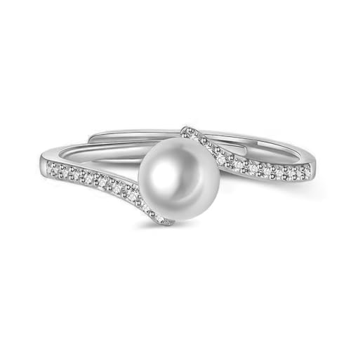 El Mejor Listado de Anillos comprados en linea. 46 Anillo de Mujer TREENEST Anillo de Perlas Ajustable con Circonita Cúbica y Perlas, Regalo Ideal para Mujeres Tamaño Universal 30098S