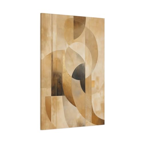 Tableau formes abstraites marron et or 80x120 pour sublimer votre salon au-dessus du canapé