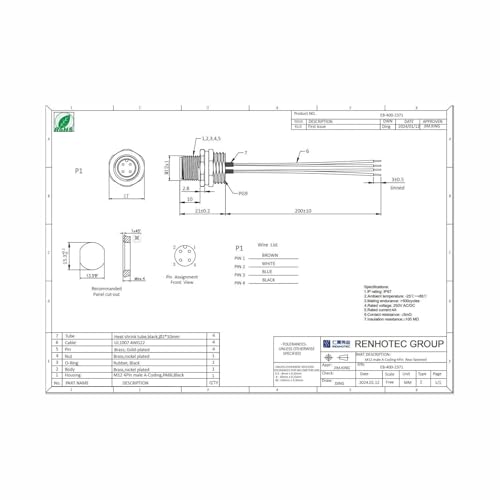Conector M12 de 4 pines para automatización industrial 5