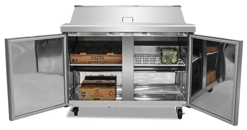 Image of FSE 47-Inch Two-Door Refrigerated Commercial Salad /Sandwich Prep Table, 12 Cubic Feet, Stainless Steel, 115 v, (MRSL-2D)