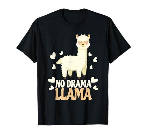 No Drama Llama Lindo Amor Corazón Mujer Niños Camiseta