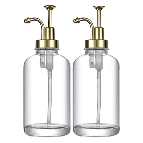 Dispensador de vidrio Hidyliu pack de 2 botellas de 500ml con bomba dorada para jarabe 2