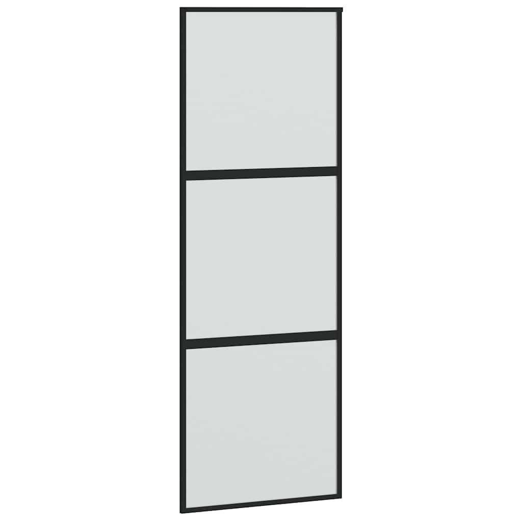 vidaXL Porte coulissante noir 76x205 cm verre trempé aluminium