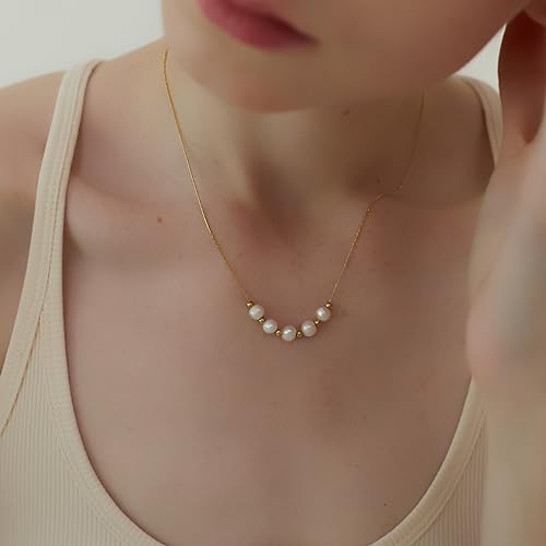 Chuchoter Dainty Pearl Pendant Necklaces For Women,Titanium Steel 18K Gold Plated Chain, Lasting Shine,Natural Freshwater Cultured Pearls,Everyday Jewelry For Gifts For Wife&Girlfriend  thumb #1