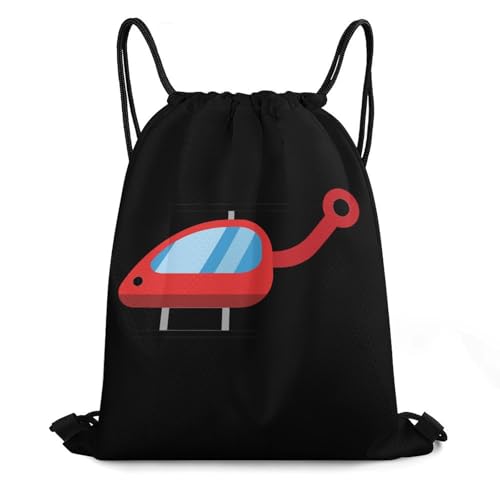Cartoon Helicopter Drawstring Backpack Durable Sport Gym Bags Daypack for Men Women 35 * 42cm