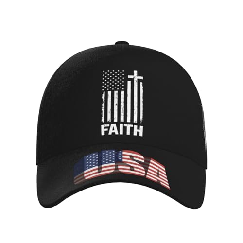 Christian Distressed Cross American Flag Trucker Hat for Men - Baseball Snapback Cap2