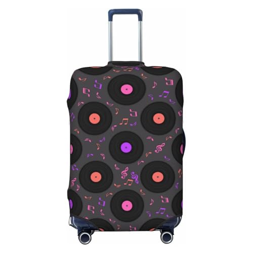 Vinyl Records Musical Notes Travel Luggage Covers - Elasticity Suitcase Covers Protector for Luggage 18-32 Inch