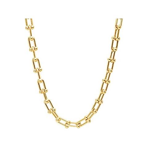 LUREME 18K Gold U Shaped Link Chain Choker Necklace Titanium Bold Chunky Necklace for Women (nl006277-1) Cover