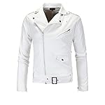 Maiyifu-GJ Men's Vintage Faux Leather Jacket Zip Up Long Sleeve Motorcycle Coat PU Lapel Lightweight Slim Fit Jackets
