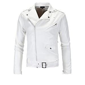 Maiyifu-GJ Men's Vintage Faux Leather Jacket Zip Up Long Sleeve Motorcycle Coat PU Lapel Lightweight Slim Fit Jackets