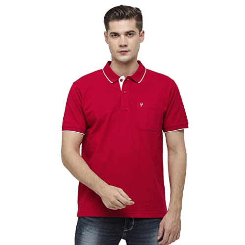 Image of Classic Polo Mens Cotton Blended Solid Half Sleeve Regular Fit Polo Neck T-Shirt