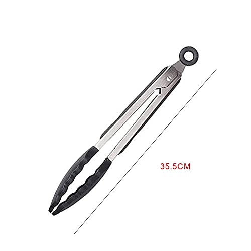 Pinza da Cucina 1pc Pinza per Grigliare Acciaio Inossidabile Silicone Cottura alla griglia Barbecue Insalata Antiaderente Torta da Portata Clip