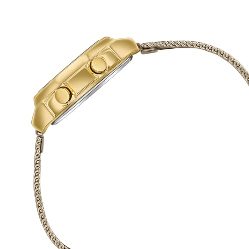 Image of Sonata Poze 8 Quartz Digital with Beige Dial Beige Mesh Strap Watch for Women - SP80170YM01W