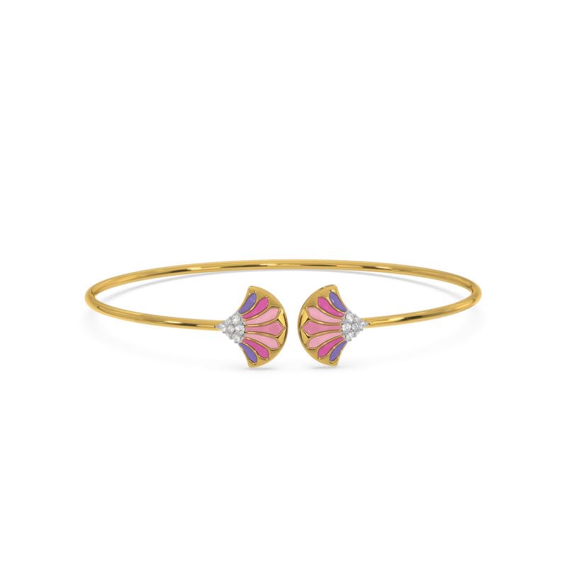Image of Kisna 14 KT Fanfaire Yellow Gold Diamond Bangle For Women