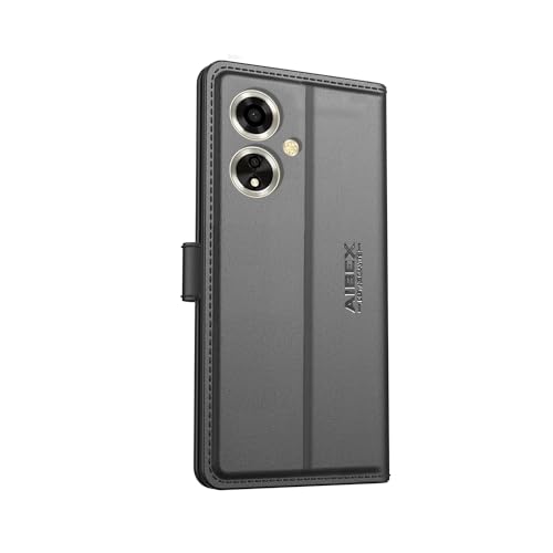 Image of AIBEX Compatible for Oppo A59 5G Flip Cover Leather Finish | Inside TPU with Card Pockets | Wallet Stand | Complete Protection Flip Case - Black