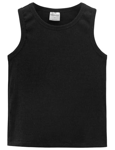 Noomelfish Girls Ribbed Racerback Tank Tops Cotton Cute Basic Dance Sleeveless Shirts (4-12 Years)2