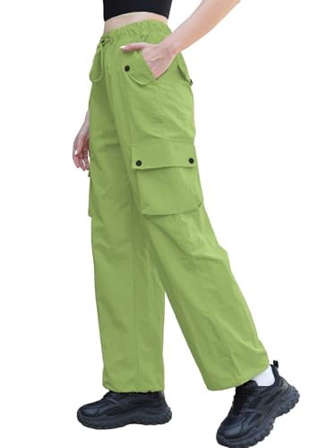 Image of Cromoncent Cargo Pants Girls & Women Parachute Pants Y2K Baggy Rave Clothes Waterproof with Pockets, 6 Years - 3XL