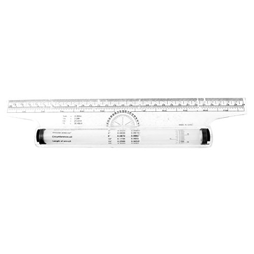 uxcell Plastic Drawing Tool Squares Angles Parallel Line Rolling Ruler Clear White