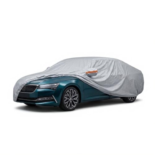 Image of myTVS 100% Waterproof Car Body Cover for Skoda Superb - Custom-Fit, Double-Layer, UV & Dust Proof, Mirror Pockets & Elastic Clip Lock (CSK 10B)