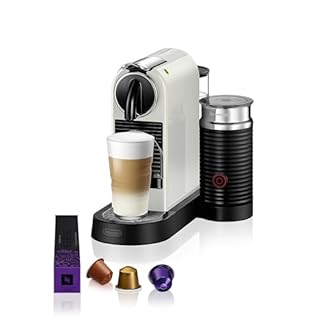 De'Longhi Nespresso CitiZ & Milk EN267.WAE, Machine à Café en Capsules avec Mousseur de Lait, Machine à Café pour une Tasse, Cappuccino, 19 Bars, 2 Tailles de Tasses, Ensemble D'Accueil Inclus, Blanc