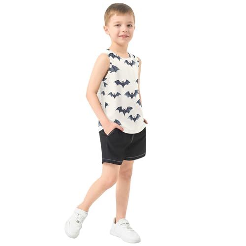 JUNZAN Halloween Bats Beige Boys Tank Top Sleeveless Teens Vest Boys Summer Crew Neck Undershirts for Running Sports Beach 3T4