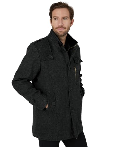 Image of Wantdo Men's Wool Blend Jacket Stand Collar Windproof Pea Coat