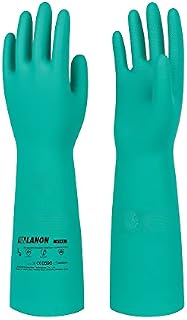 LANON Nitrile Chemical Resistant Gloves, Reusable Heavy Duty Safety Work Gloves, Acid, Alkali and Oil Protection, 18" Length, Non-Slip, X-Large