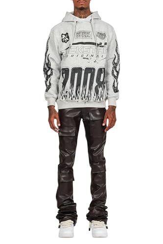 Men's Petrus PU Stacked Flare Leather Jean