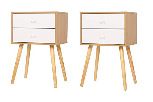 Happy Home - Mesilla de noche con 2 cajones, mueble de dormitorio, madera, 40 x 30 x 60 cm, 2 unidades
