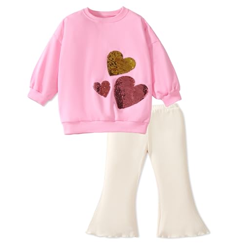 Image of HILEELANG Toddler Girl Fall Outfits Clothing Pants Set Sweatshirt Cotton Strench Leggings Playwear Sets 2pc