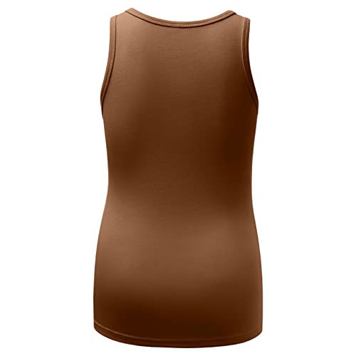 Debelly Maternity Sleeveless Rib Tank Top Round Collar Women Knit Shirts Side Pleats Mom Casual Summer Tee Light Weight Pullover Camis,Brown,L #TOP1