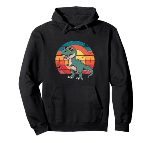 Divertido gráfico retro de dinosaurio T-Rex para niños y adultos Sudadera con Capucha