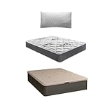 Shiito | Pack de Descanso: Colchón de Alta Densidad 90x190 cm + Canapé con Tapa Transpirable 3D en Acabado Wengue + Almohada Viscoelástica de 90 cm | Confort y organización en un Solo Conjunto