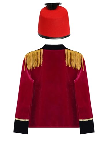 Hedmy Kids Boys Marching Band Drum Major Uniforms Long Sleeve Tassel Honor Guard Tuxedo Jacket with Hat4