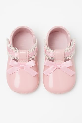 Baby Girls Patent Christening Shoes with Lace & Ribbon - Perfect for Baptism and Special Occasions3