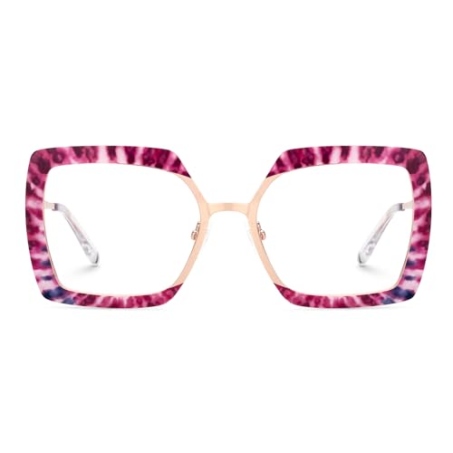 Image of Zeelool Fashion Glasses Frame for Women, Metal Square Eyeglasses Eyewear Frame with Non-prescription Clear Lens ZJGM150137