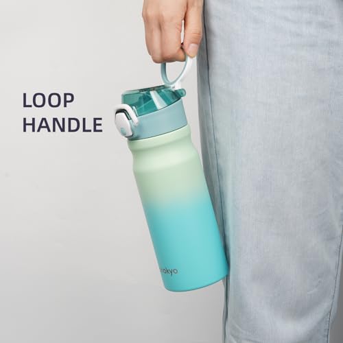 Image of Konokyo 18 oz Insulated Stainless Steel Sports Water Bottle with Straw Lid