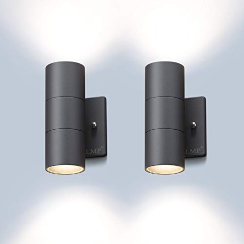 Image of LMP Modern Outdoor Wall Light, Aluminum IP65 Waterproof Porch Light | Up and Down, 3000K 5W G10 Bulbs Included, ETL Certified, Outside Wall Exterior Lighting Fixtures for House,Front Door,Garage