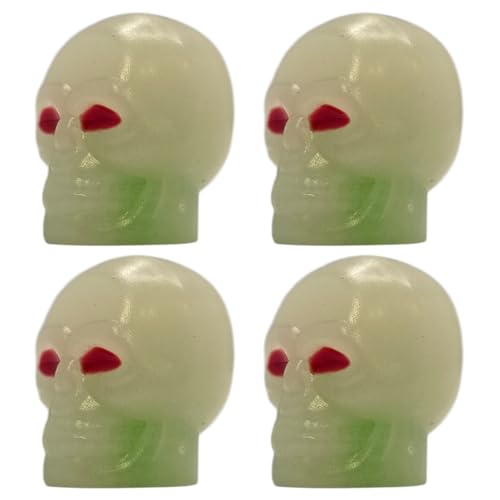 cyclingcolors 4 tapones de válvula cubrecámara luminiscentes con diseño de calavera para válvulas Schrader en bicicleta, motocicleta, automóvil, quad y e-scooter, verde
